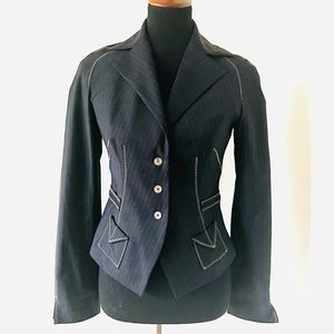 PAULE KA Top Stitch Detail Fitted Tailored Jacket - XS / 38